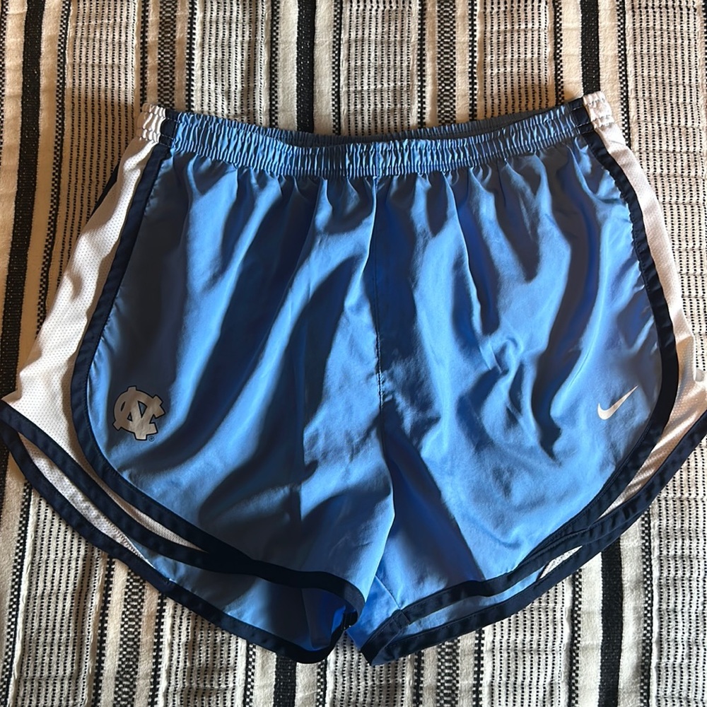 Light blue Nike North Carolina running shorts